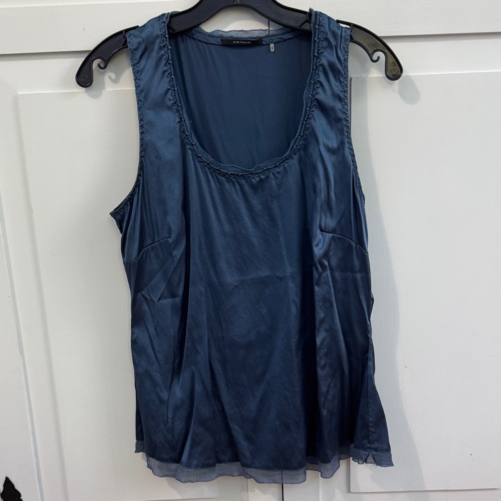 Elie Tahari Navy Sleeveless Navy Silk Tank Top